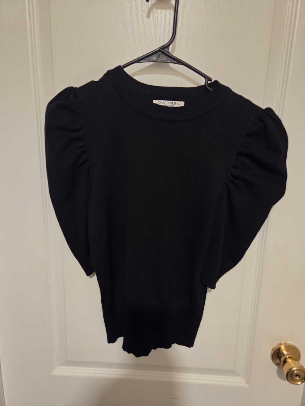 Black Puff Sleeve Knit Top